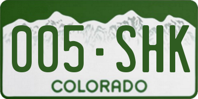 CO license plate 005SHK