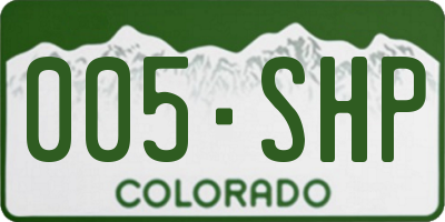 CO license plate 005SHP