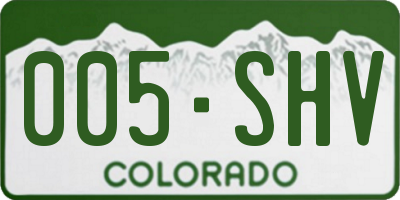 CO license plate 005SHV