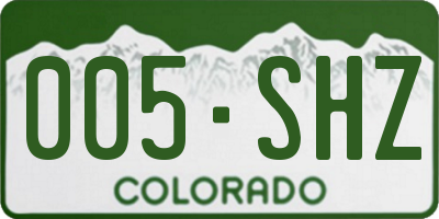 CO license plate 005SHZ