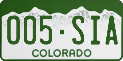 CO license plate 005SIA