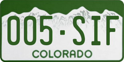 CO license plate 005SIF