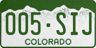 CO license plate 005SIJ