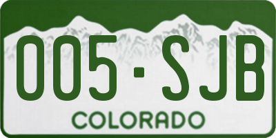 CO license plate 005SJB