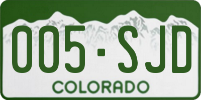 CO license plate 005SJD