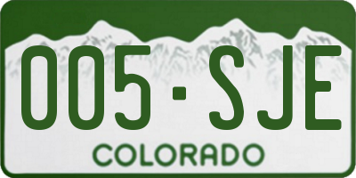 CO license plate 005SJE