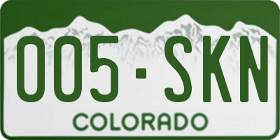 CO license plate 005SKN