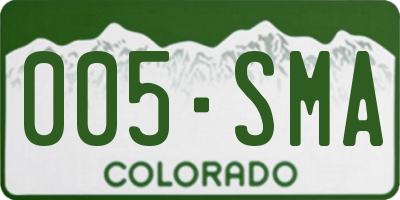 CO license plate 005SMA