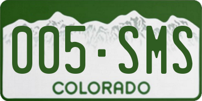 CO license plate 005SMS