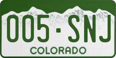 CO license plate 005SNJ
