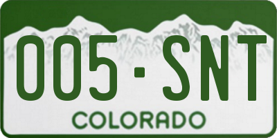 CO license plate 005SNT