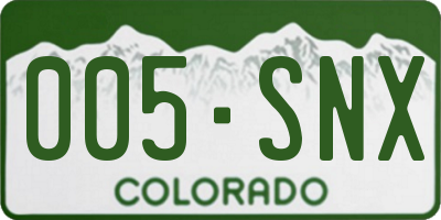CO license plate 005SNX