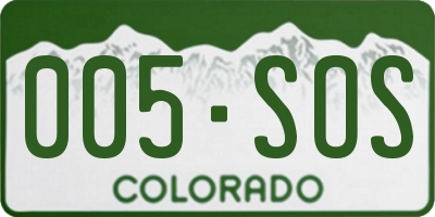 CO license plate 005SOS