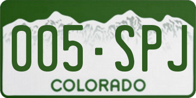 CO license plate 005SPJ