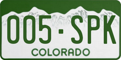 CO license plate 005SPK