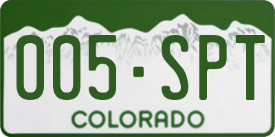 CO license plate 005SPT
