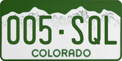 CO license plate 005SQL