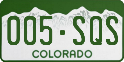 CO license plate 005SQS