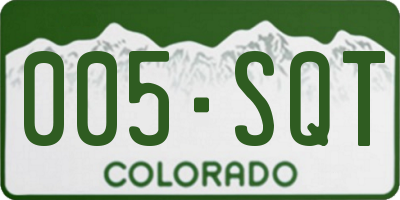 CO license plate 005SQT