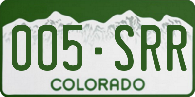 CO license plate 005SRR