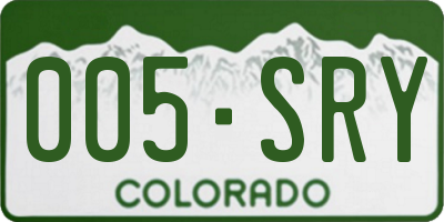 CO license plate 005SRY