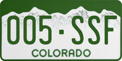 CO license plate 005SSF
