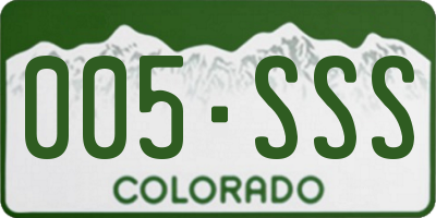 CO license plate 005SSS