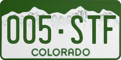 CO license plate 005STF