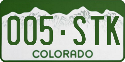 CO license plate 005STK