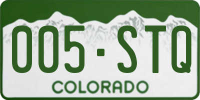 CO license plate 005STQ