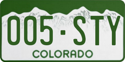 CO license plate 005STY
