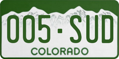 CO license plate 005SUD