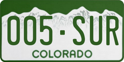 CO license plate 005SUR