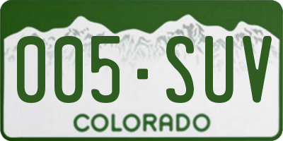 CO license plate 005SUV