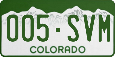 CO license plate 005SVM