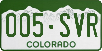 CO license plate 005SVR