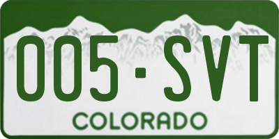 CO license plate 005SVT