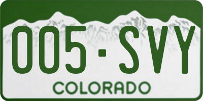 CO license plate 005SVY