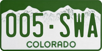 CO license plate 005SWA