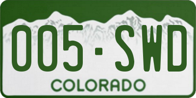 CO license plate 005SWD