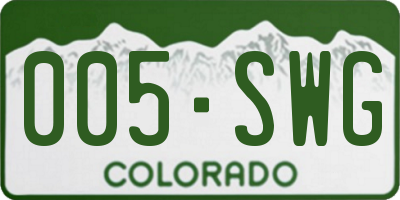 CO license plate 005SWG