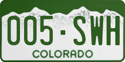 CO license plate 005SWH
