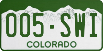 CO license plate 005SWI