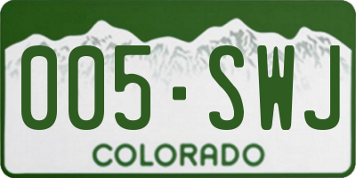 CO license plate 005SWJ