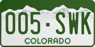 CO license plate 005SWK