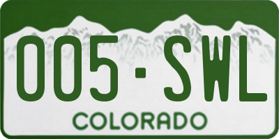 CO license plate 005SWL