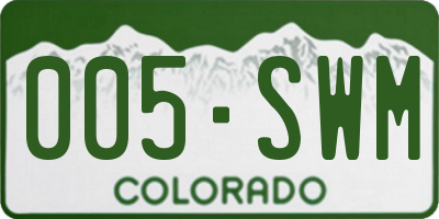 CO license plate 005SWM