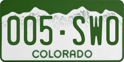 CO license plate 005SWO