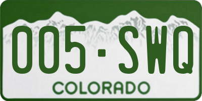 CO license plate 005SWQ