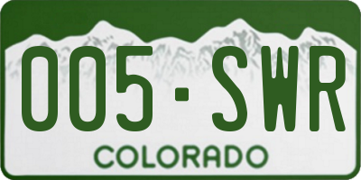 CO license plate 005SWR